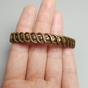 Vintage Copper Color Braided Woven Cuff Bangle Bracelet, Unisex Design, Estate